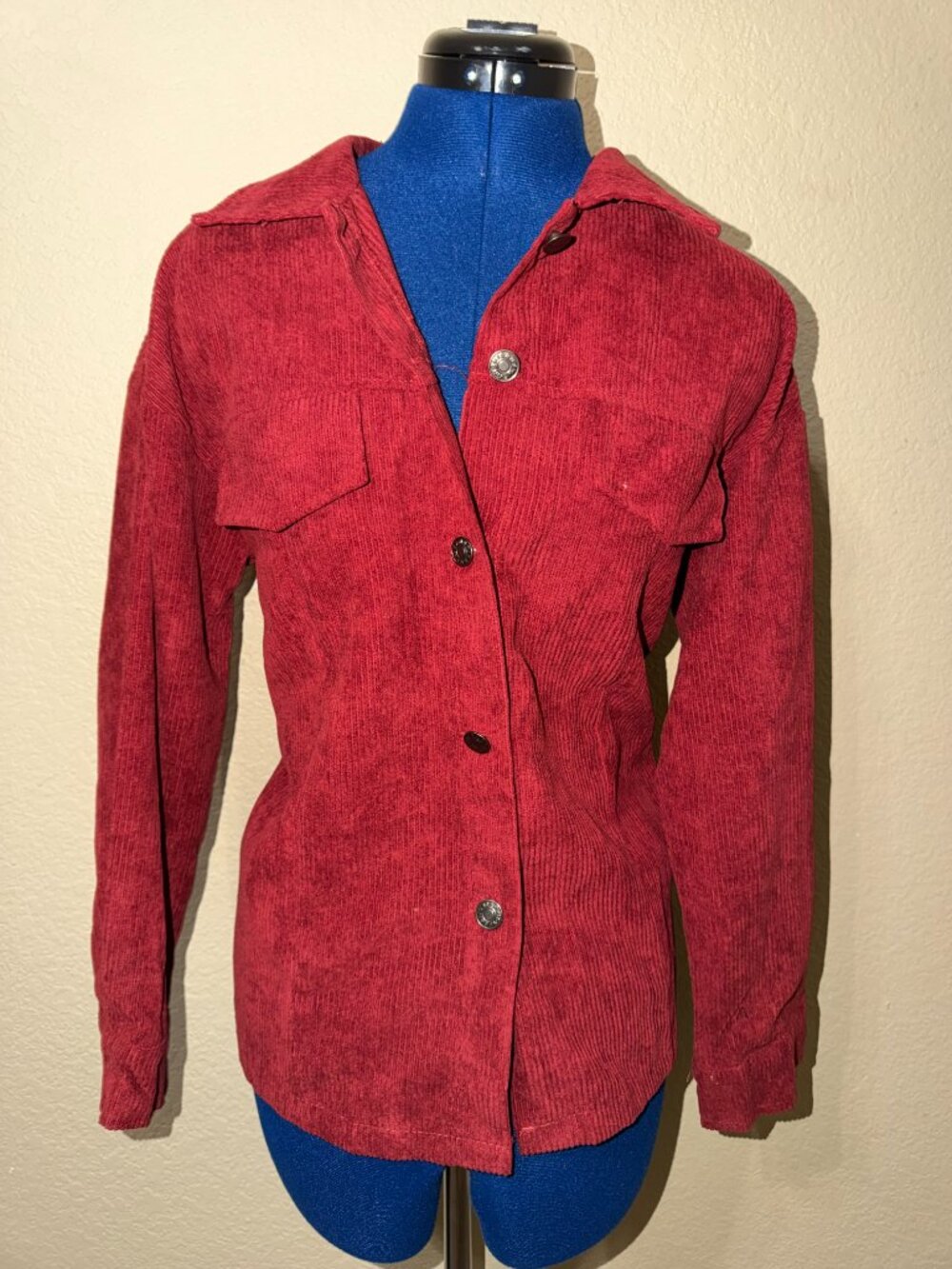 Terracotta Red Corduroy Button Down Shacket Jacket - Size small